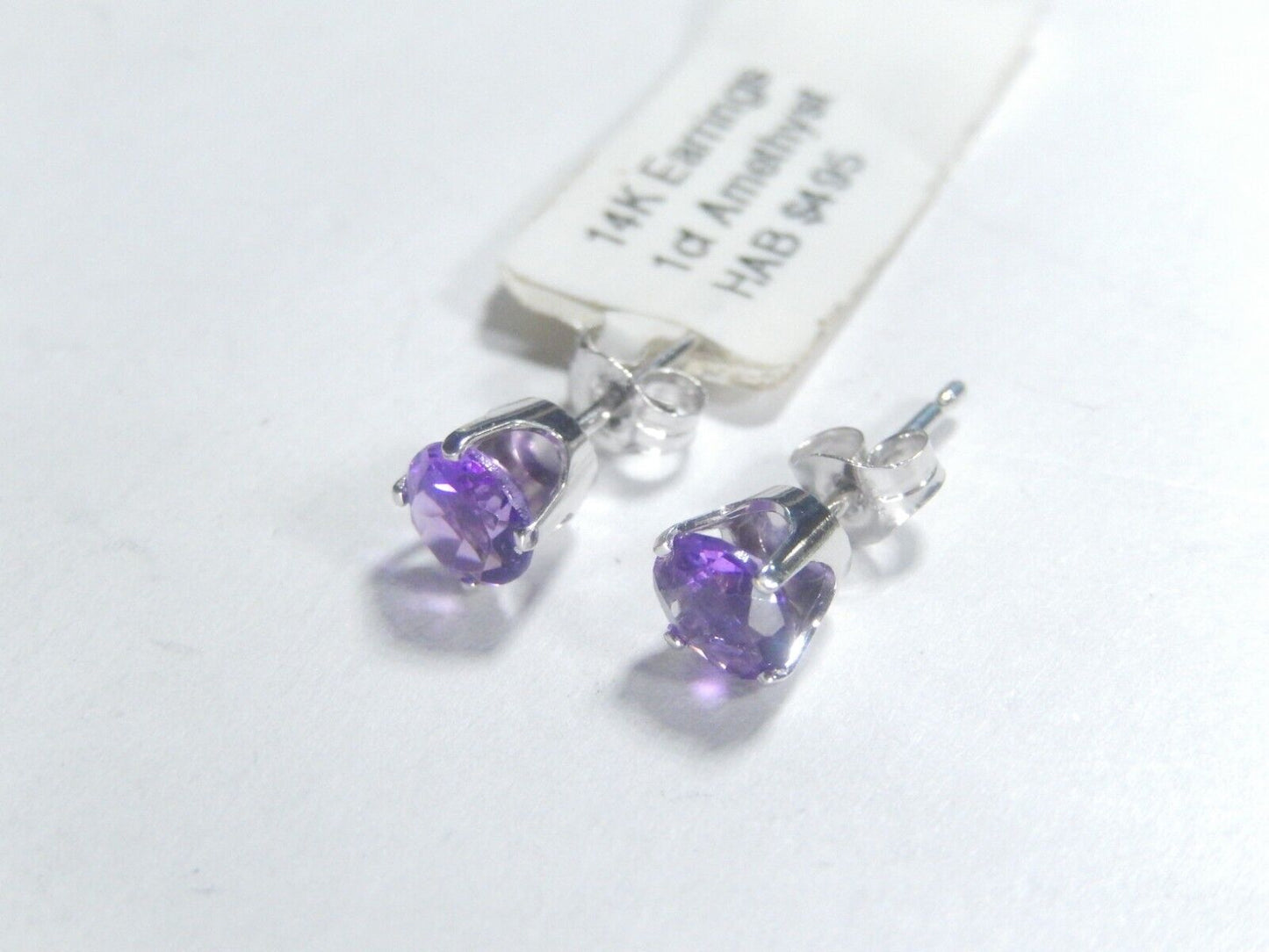 14K White Gold 1.00 CT TW Amethyst Stud Earrings