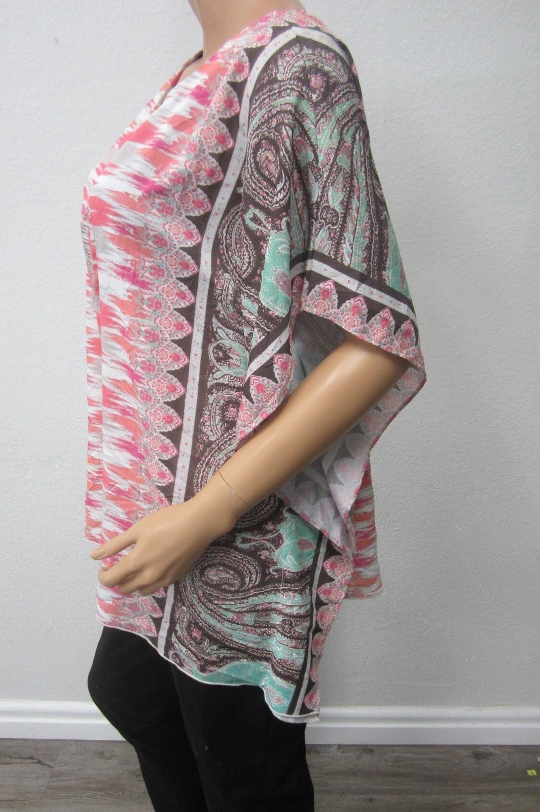 *NWT* VALERIE STEVENS Womens Tunic Top  Pink Flare  Sleeve Embellished  Sz L/G