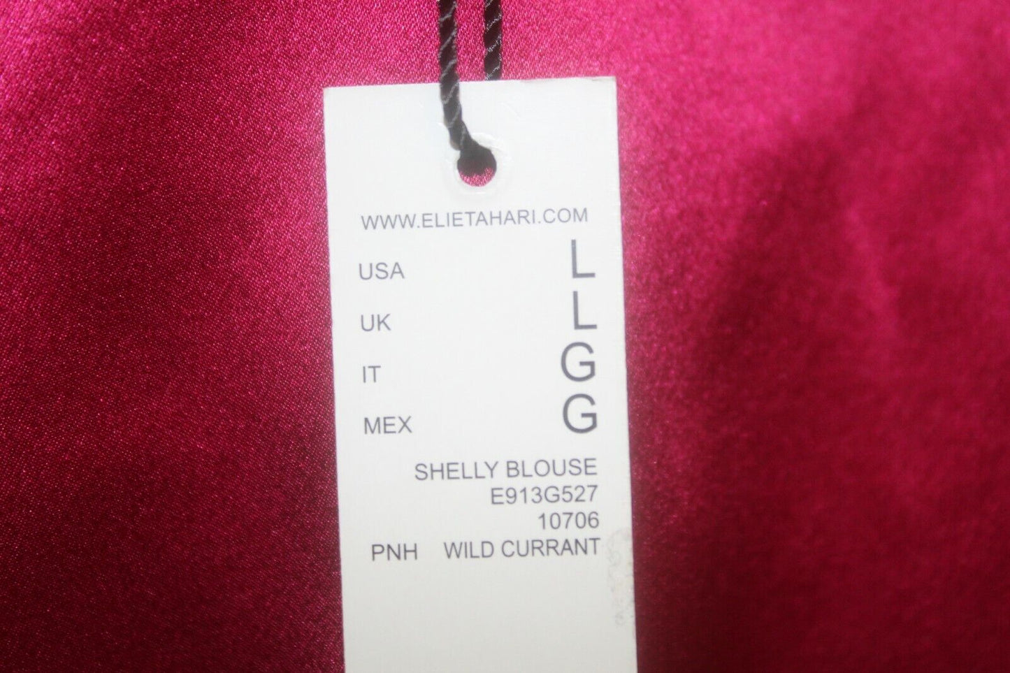 NWT $228. Elie Tahari  100% Silk Fuchsia Cross Front Side Zip Long Sleeve Blouse