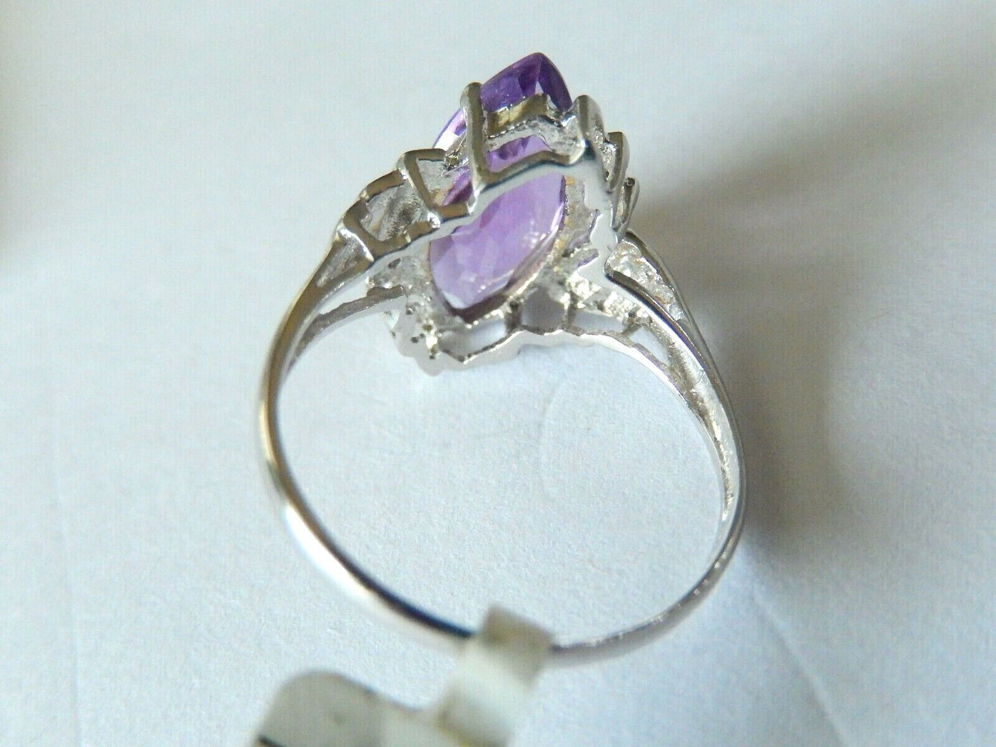 *NEW* 14k White Gold Ladies 2.50CT Amethyst and Diamond Ring Size 8