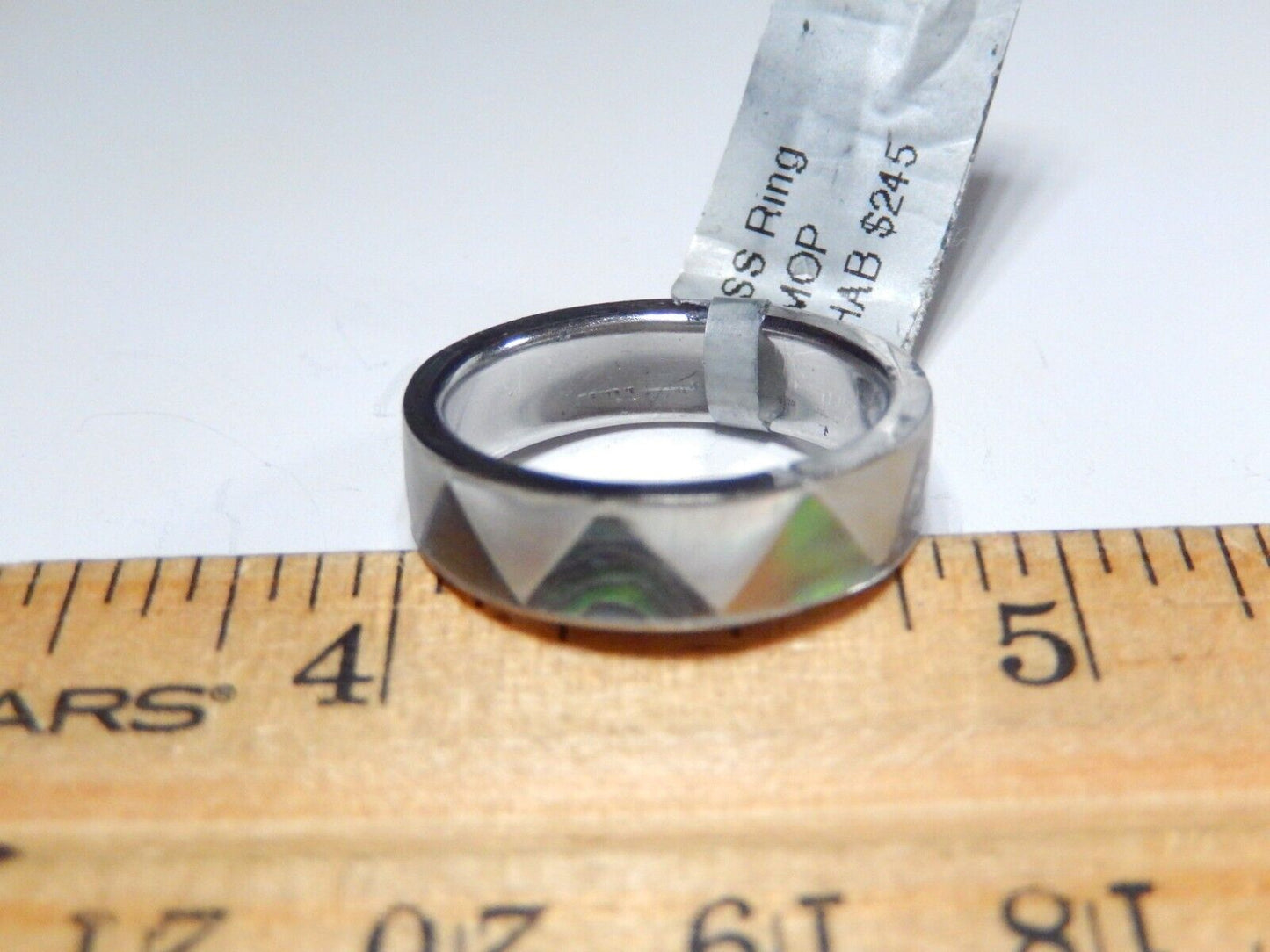 *VINTAGE*  Handcrafted Sterling Silver  Abalone / Mother of Pearl Ring - Sz 6.5