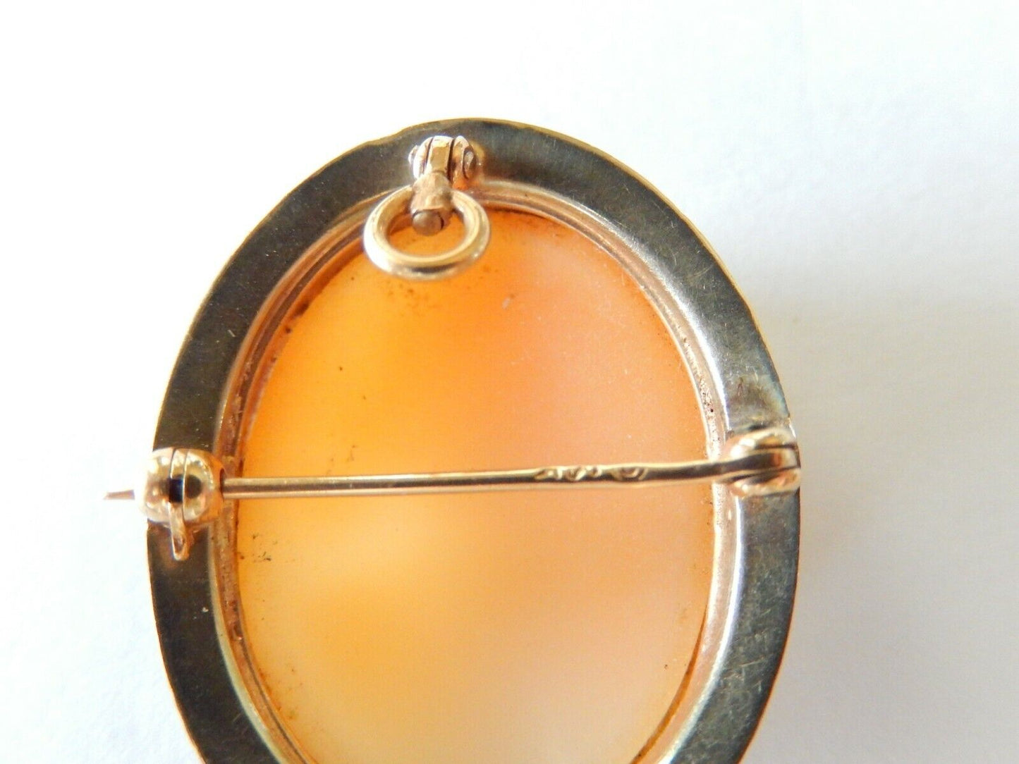*VINTAGE* 14k Yellow Gold Large Carved Shell Cameo Brooch Pin or Pendant 1 3/8"