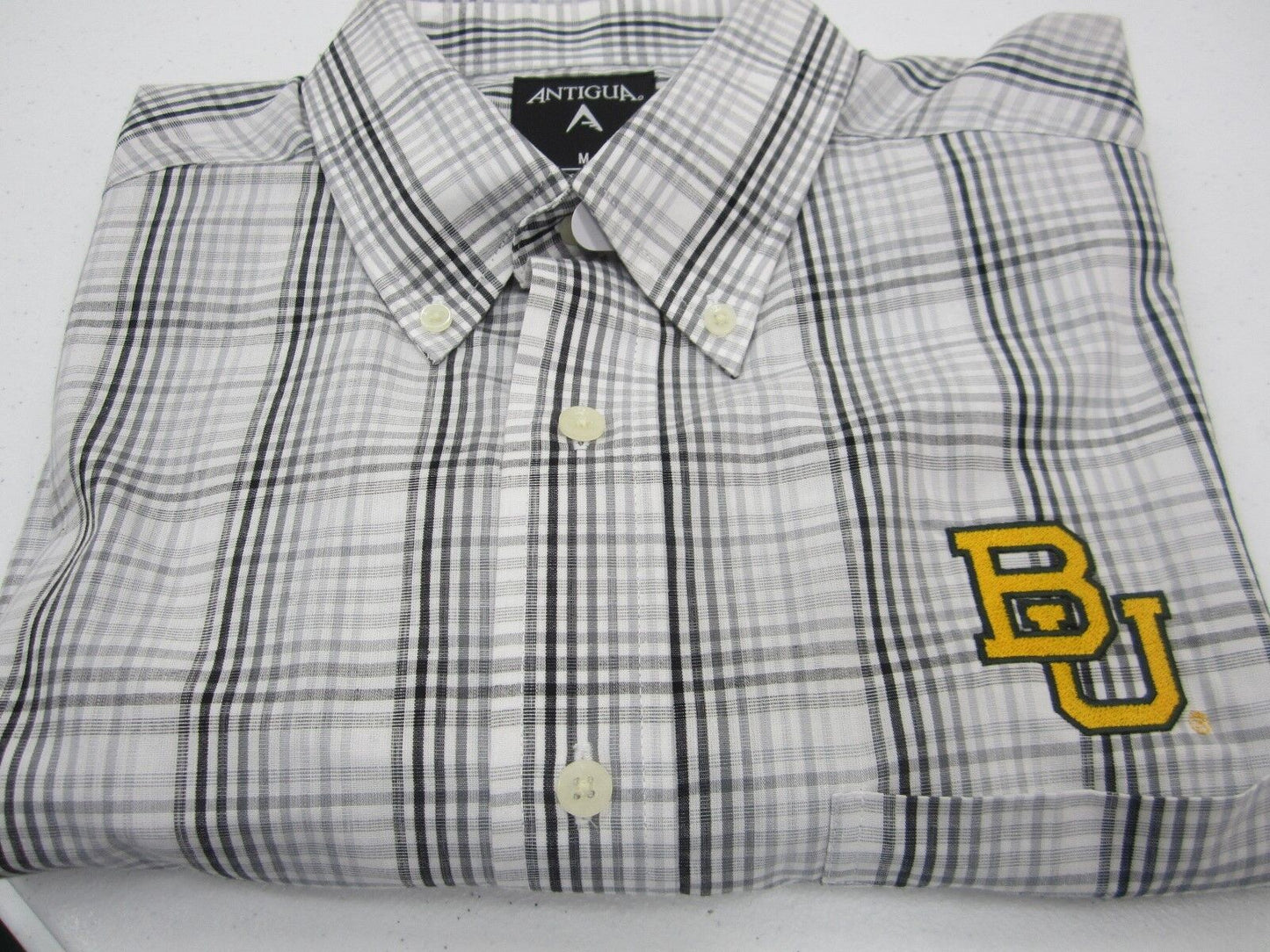 New  Antigua Baylor University Short Sleeve Button Down Collar Shirt Men's M