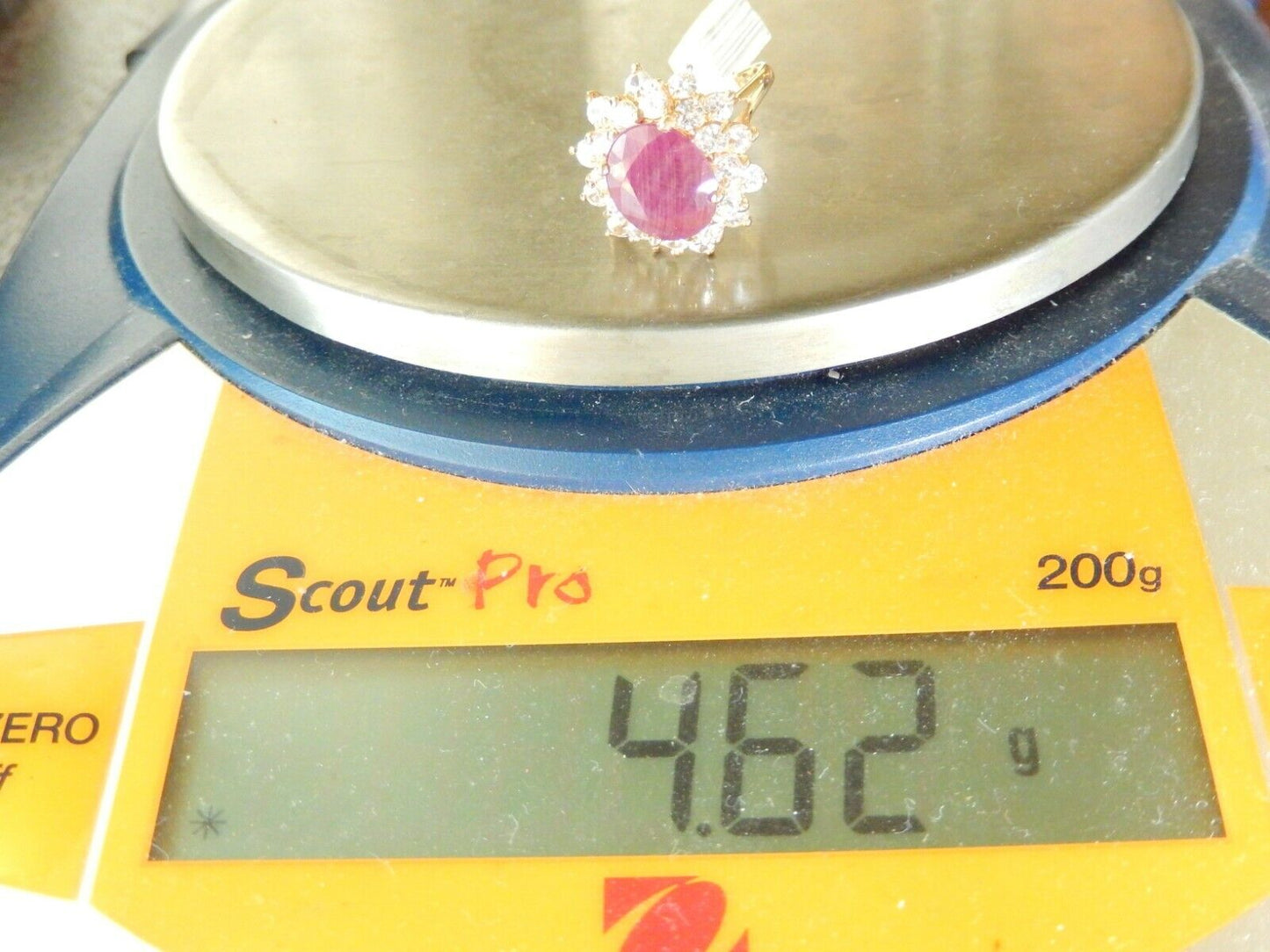 *VINTAGE*  Solid 10K Yellow Gold Ring w/ 3.5CT Oval Large Natural Ruby sz 6.5