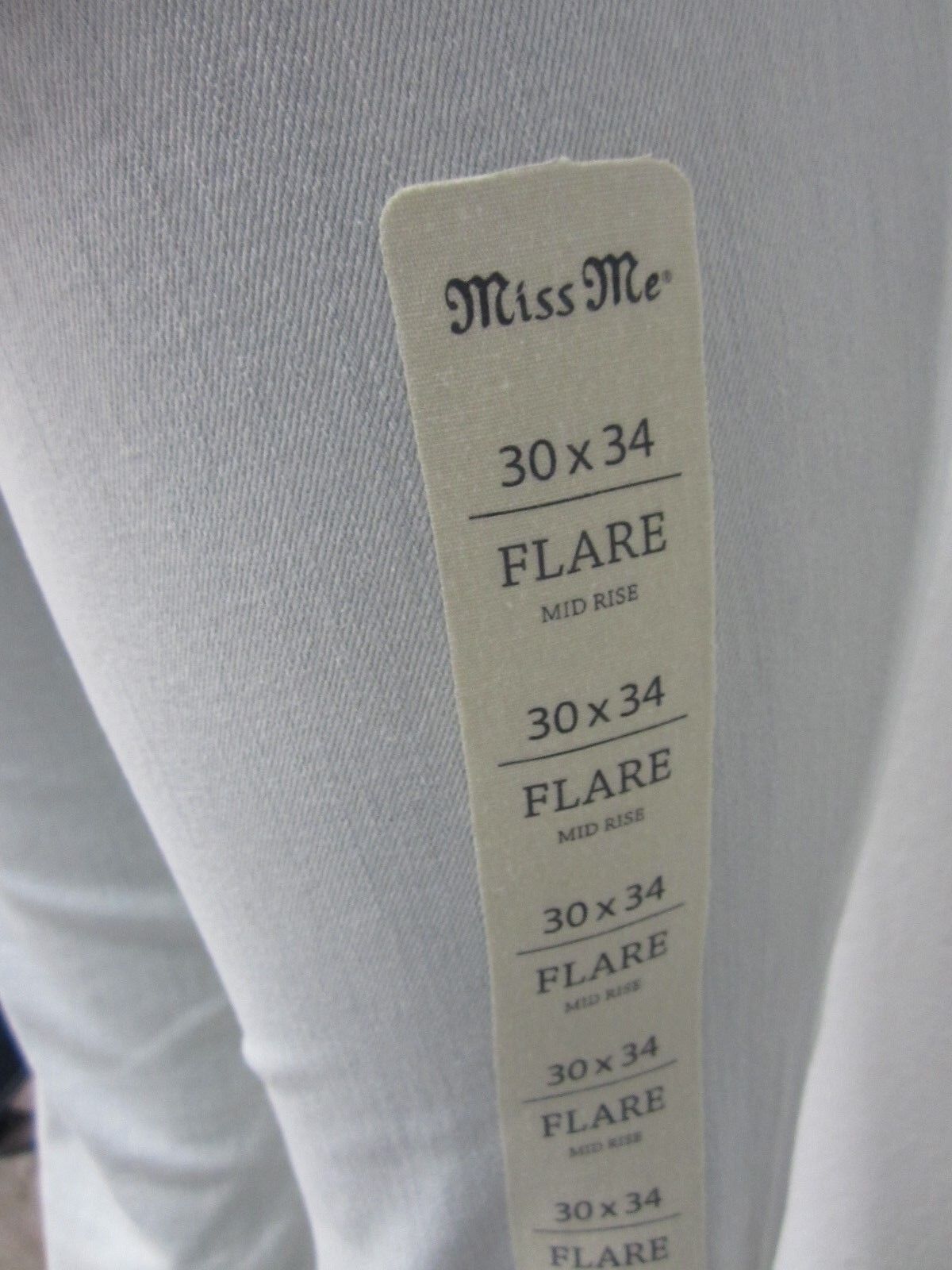 RARE NWT Miss Me Women's Light Wash Boho Mid Rise Flare Light 30x34