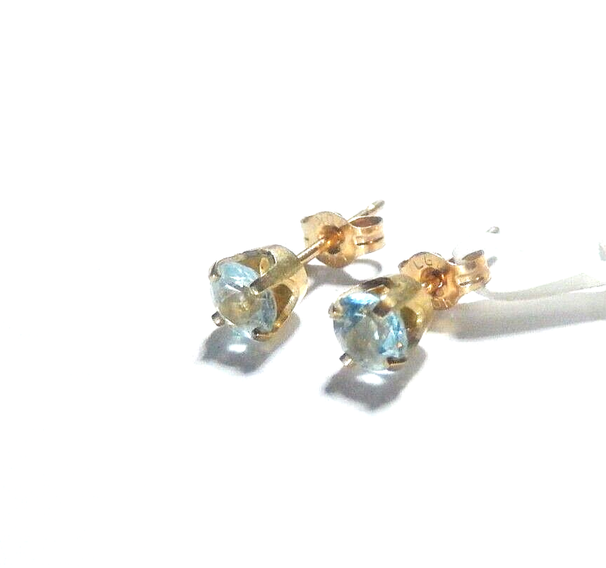 *VINTAGE*  14k Yellow Gold 1/2CT TW Swiss Blue Topaz  Earrings