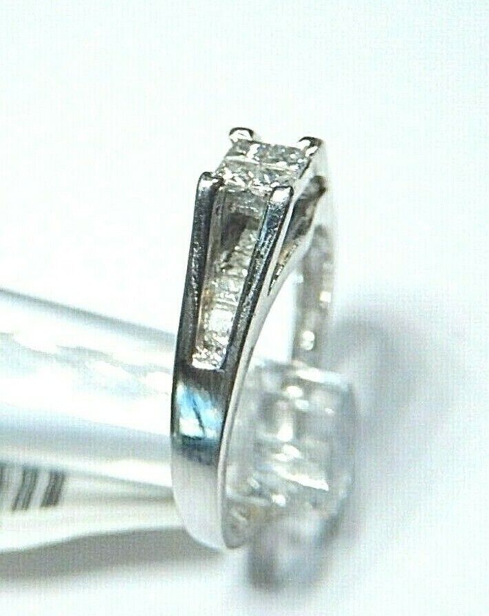 *NWT* 14K White Gold .50Ct Natural Diamond Engagement Wedding Ring Size 5.25