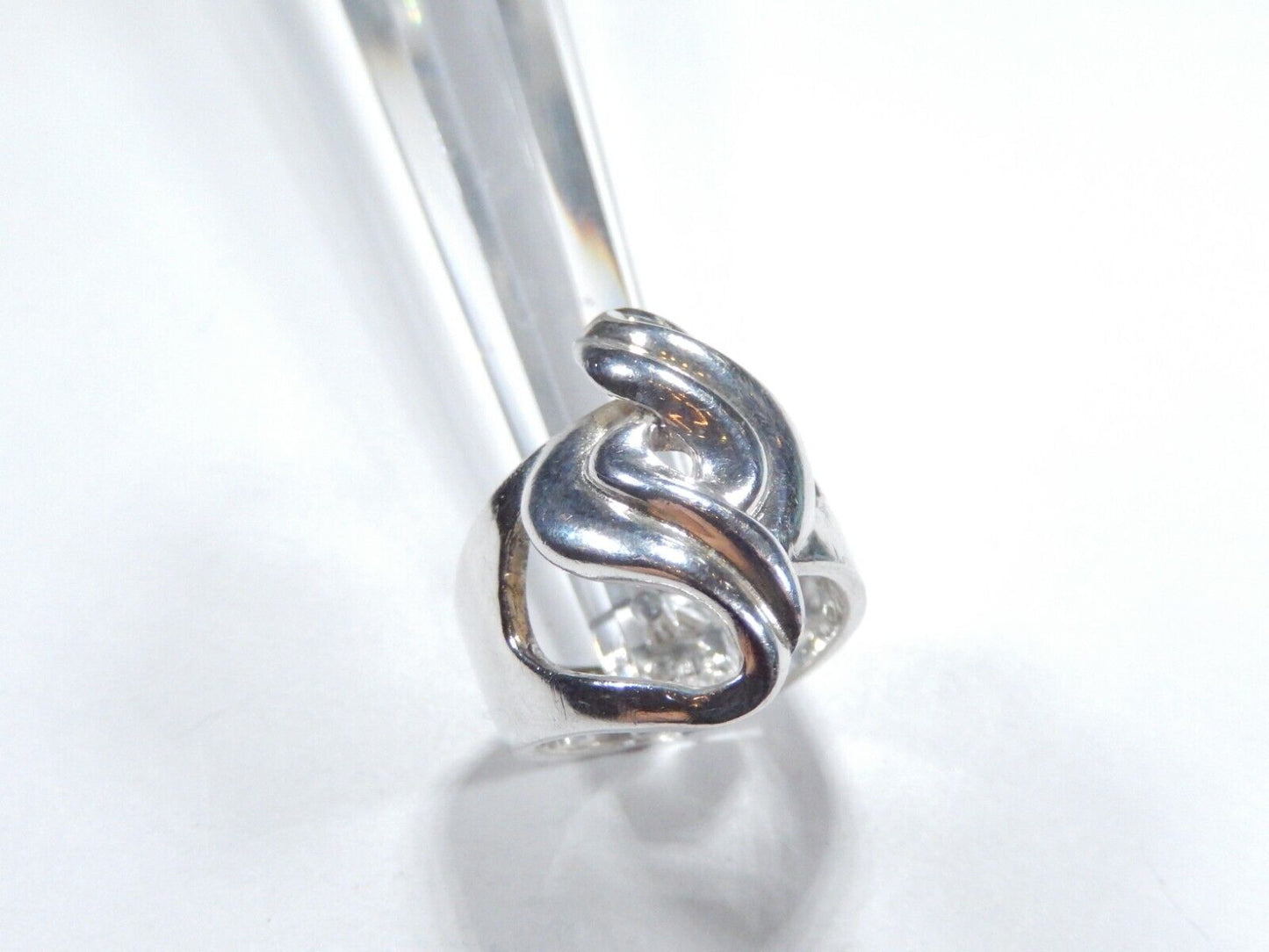 *VINTAGE* SOLID STERLING SILVER Heavy Free Form Curvy Modernist Design Ring Sz 7