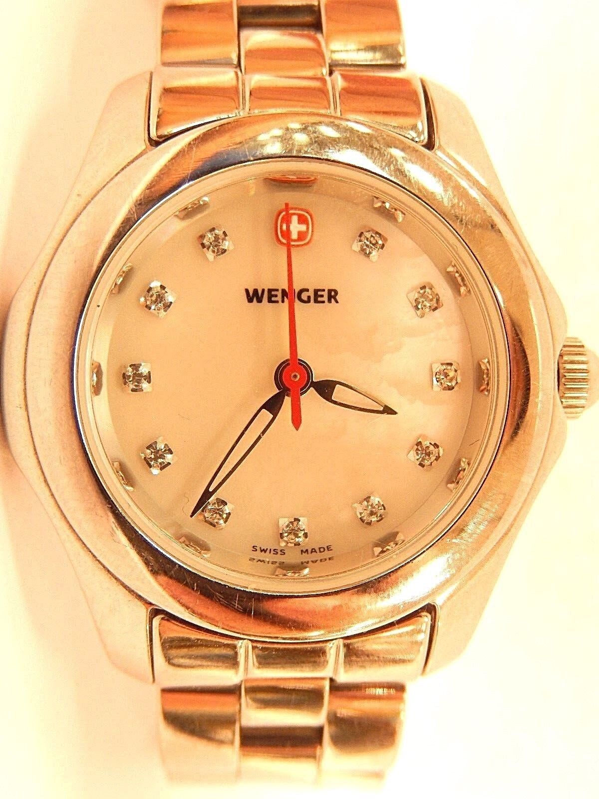 *MINT*  WENGER WOMEN'S SWISS  WHITE FACE STAINLESS STEEL DIAMOND NUMBERS  WATCH