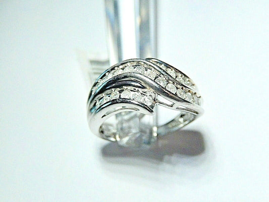 *NWT* 14k White Gold Ladies .50 CT TW Natural VS Diamond Bypass Ring Size 7.25