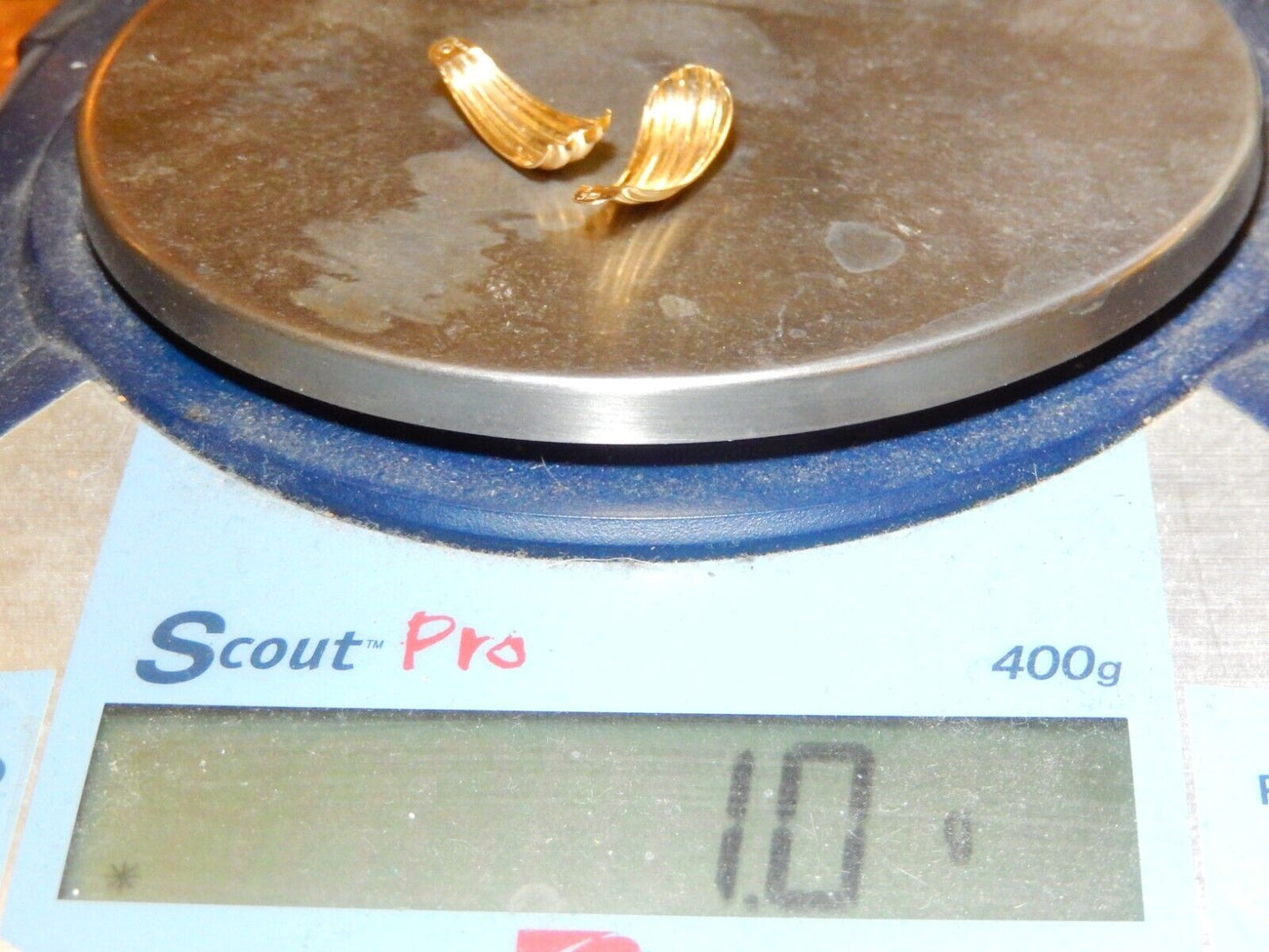 *VINTAGE*  14k Yellow Gold  Ribbed Earring Drop Jackets 1 - 1/8" Tall