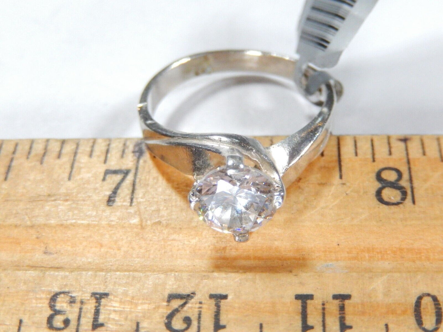 VINTAGE- Sterling Silver 1.00CT Round Cubic Zirconia Bypass Solitaire Ring Sz6.5