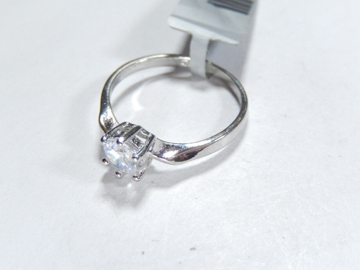 *VINTAGE*  Sterling Silver .75 CT Round Cut CZ Solitaire Ring Size 7.5