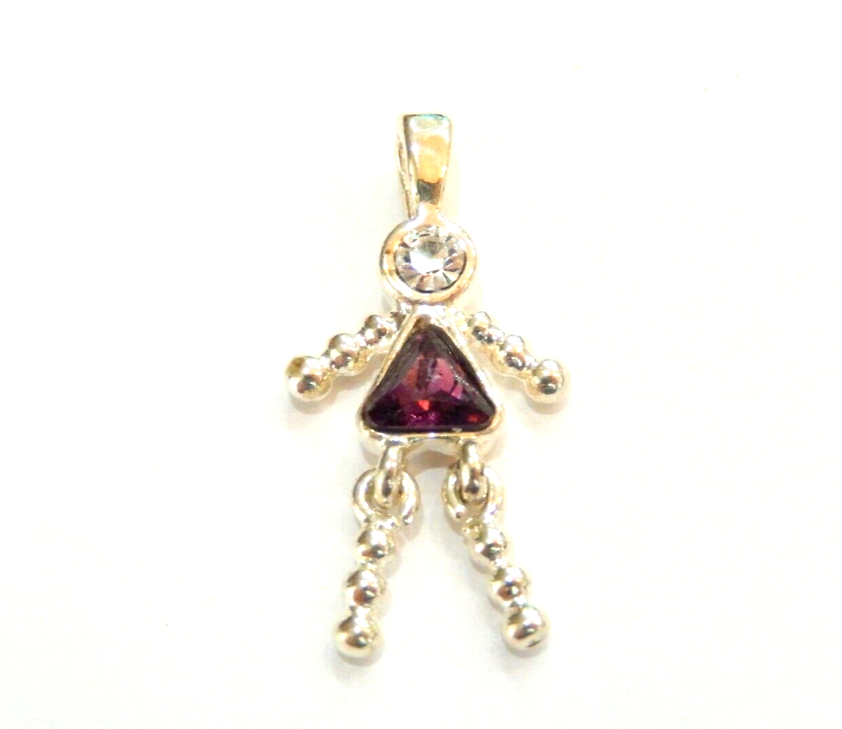 Garnet January Sterling Silver Birthstone Baby Girl Pendant / Charm