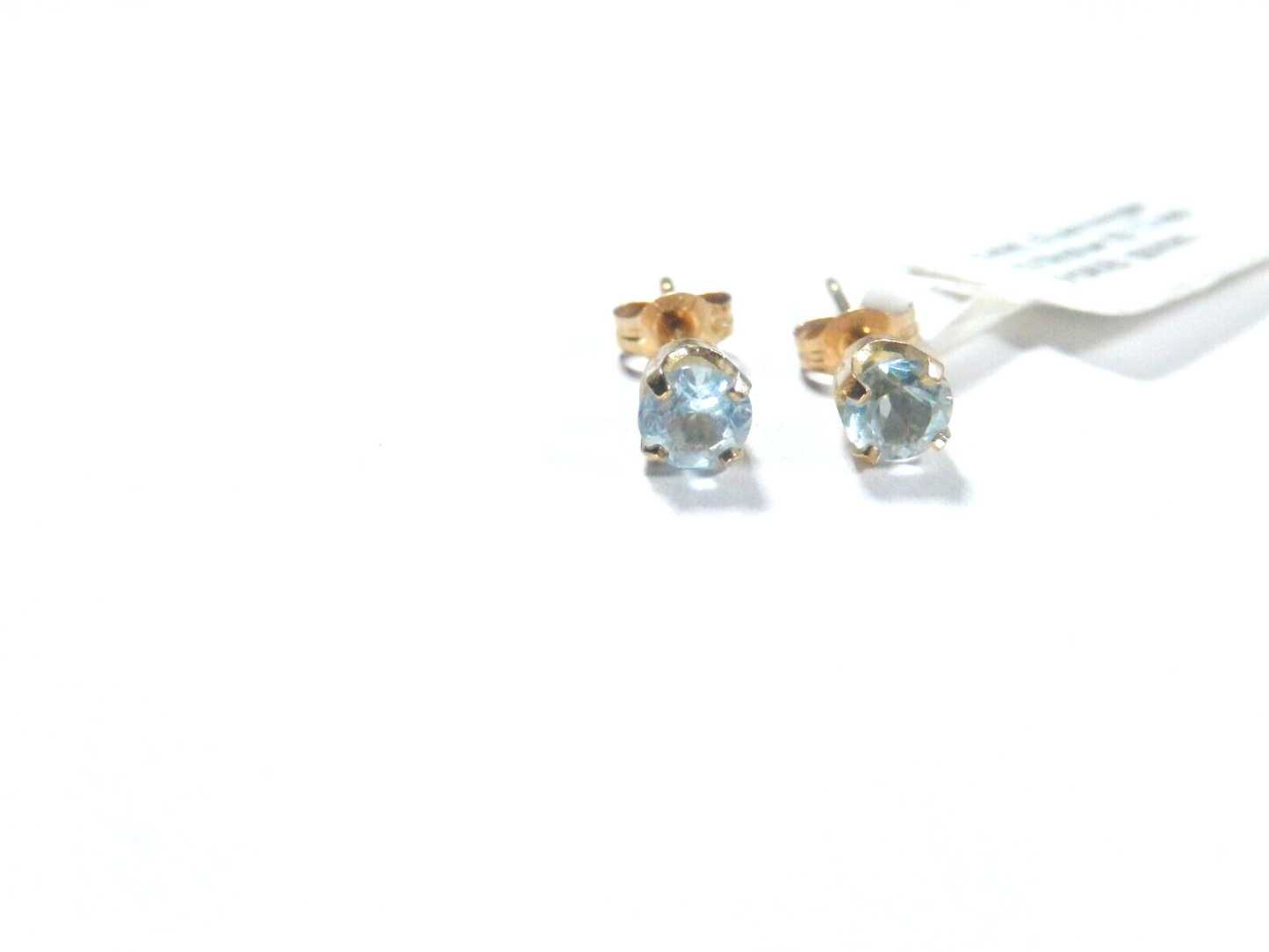 *VINTAGE*  14k Yellow Gold 1/2CT TW Swiss Blue Topaz  Earrings