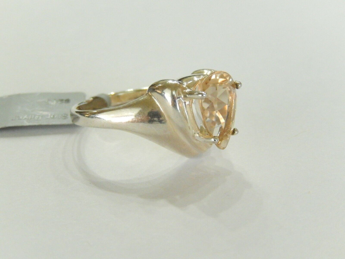 *VINTAGE*  Sterling Silver 3.00 CT Citrine Solitaire Ring  Size 10.25