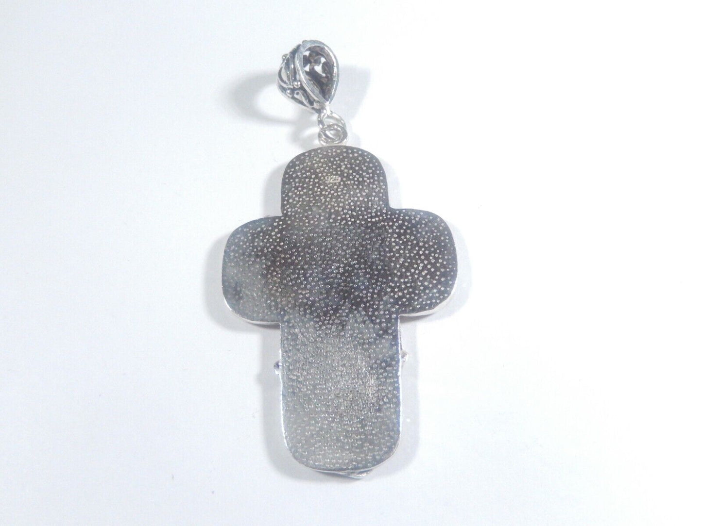 *VINTAGE* Sterling Silver HEAVY  LARGE  HEART &  FLOWER  CROSS PENDANT-22.5 gms