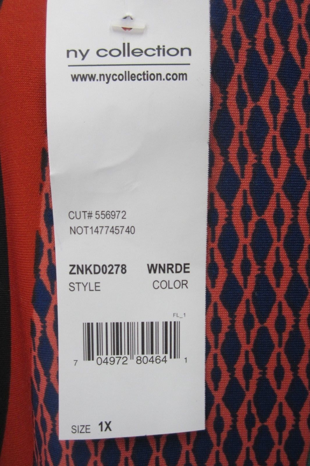 NY Collection Women's Plus Size Multicolor  Dress  NWT Size 1X MSRP $70