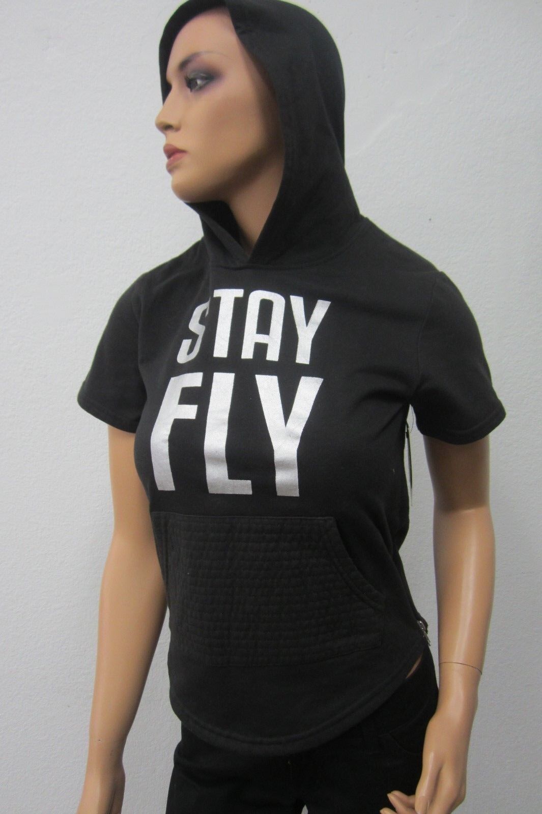 *NWT* Young Rich & Famous Women's Black "STAY FLY" Cotton Hoodie Sz 10
