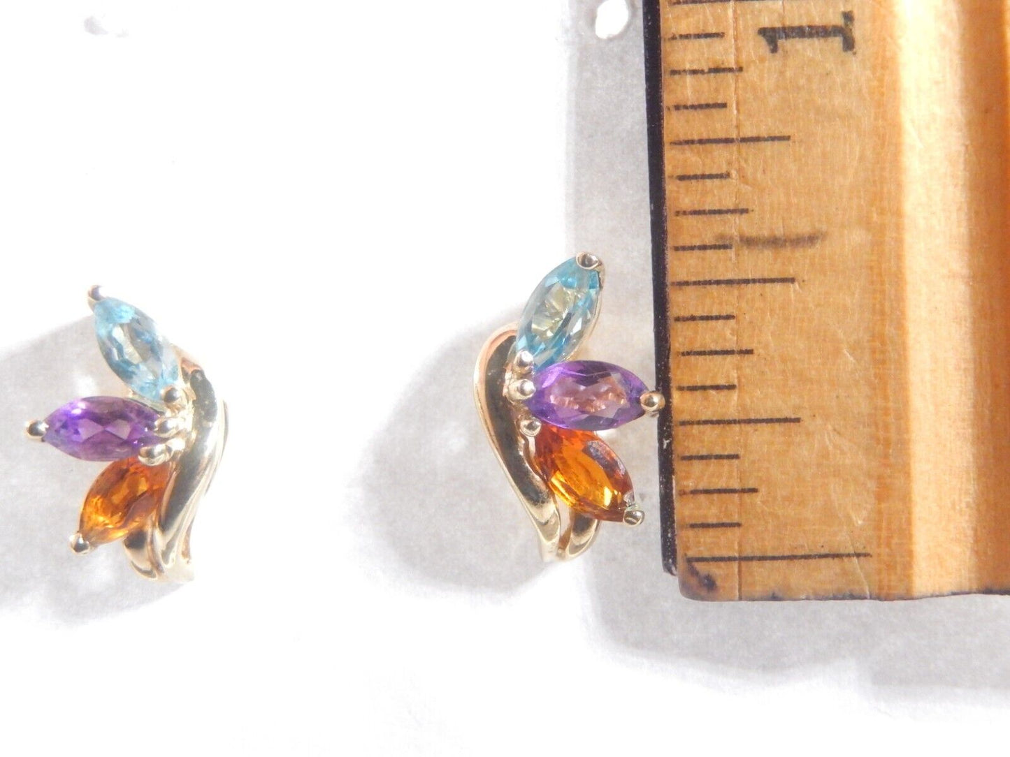 *VINTAGE*  10K Yellow Gold 1.25CT Marquise Cut Natural Gemstone Earrings