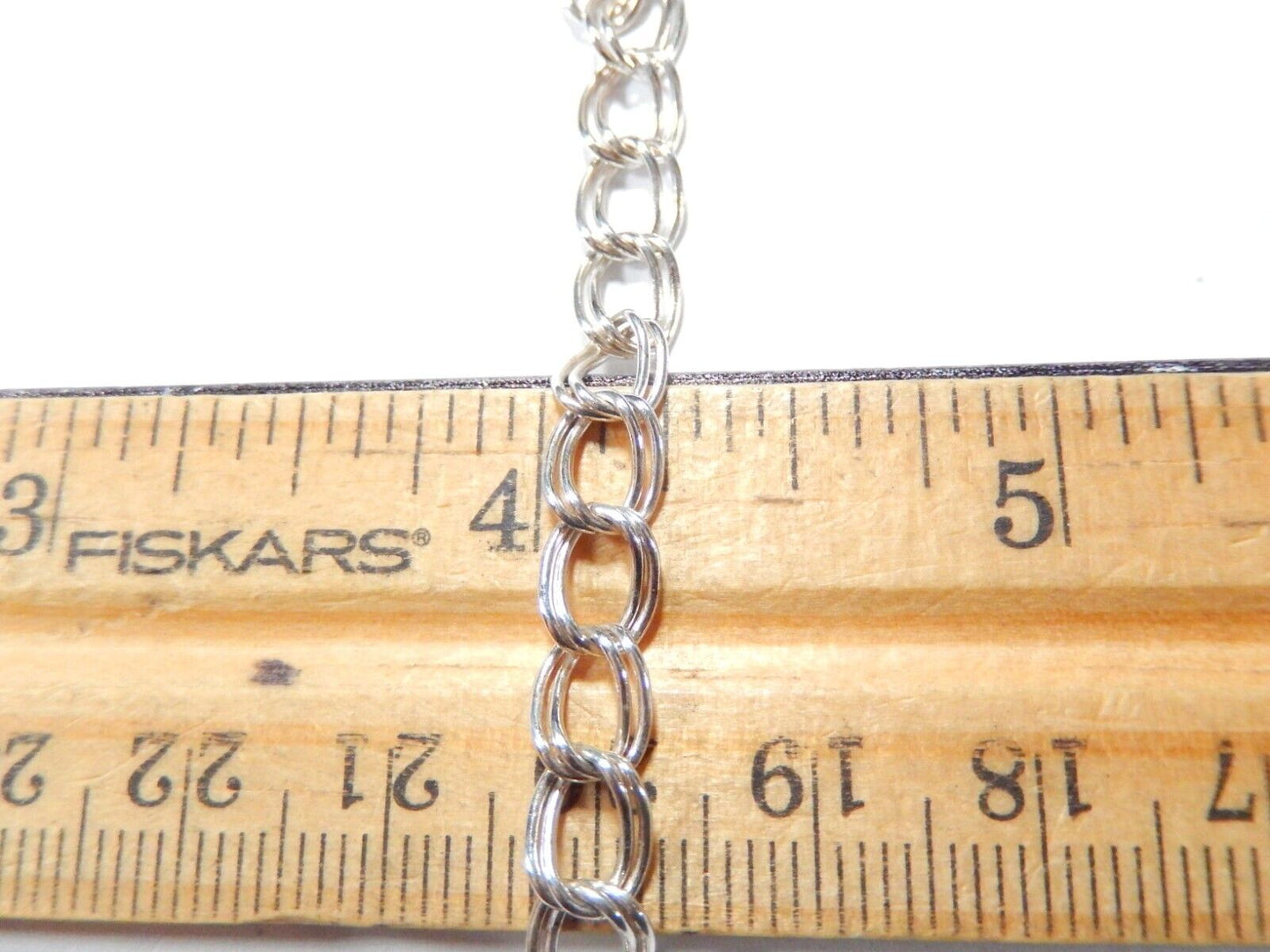 **VINTAGE** Sterling Silver Double Link Charm Bracelet - 6.75"