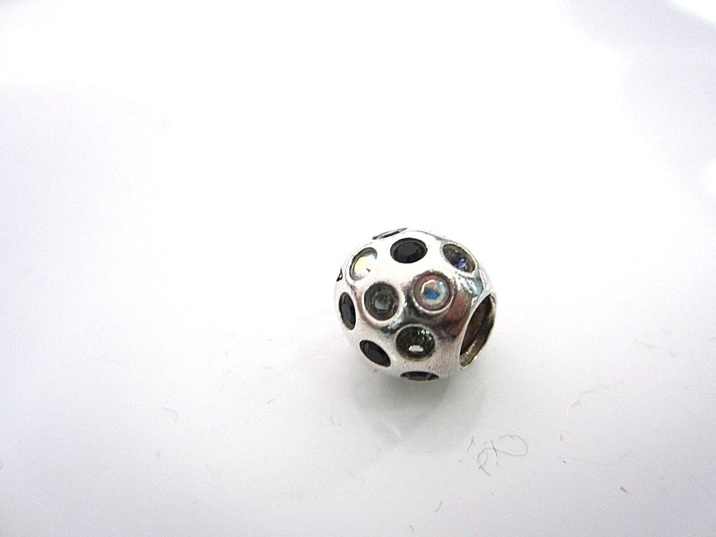 Authentic RETIRED Chamilia Silver Black Stone Disco Bead JB-35F *RETIRED*