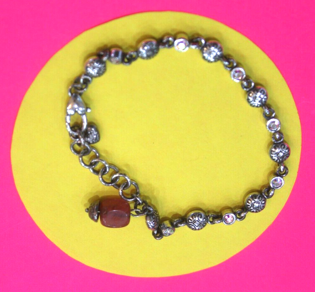 RETIRED Gorgeous Brighton Silver Tone Swarovski Crystals Link Bracelet 7" - 8"