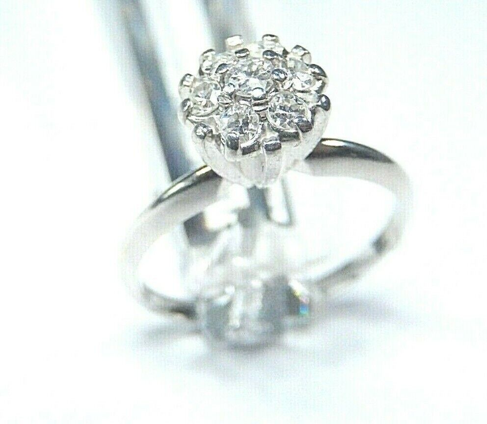 *VINTAGE* 14K White Gold .25CT Seven Diamond Round Ladies Wedding Ring Size 7