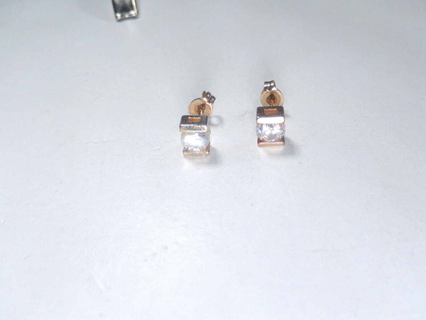 *VINTAGE*  Vermeil Gold Over Sterling Silver  3/4 CT CZ Stud Earrings