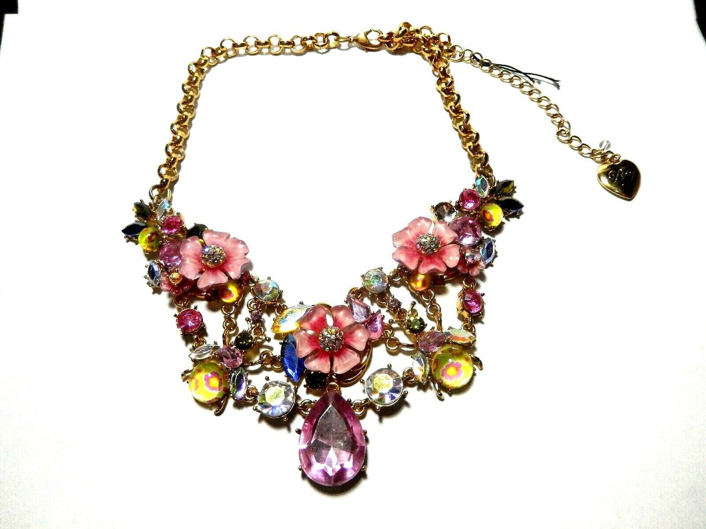 *NEW*  BETSEY JOHNSON  FLOWERS AND BLING STATEMENT NECKLACE