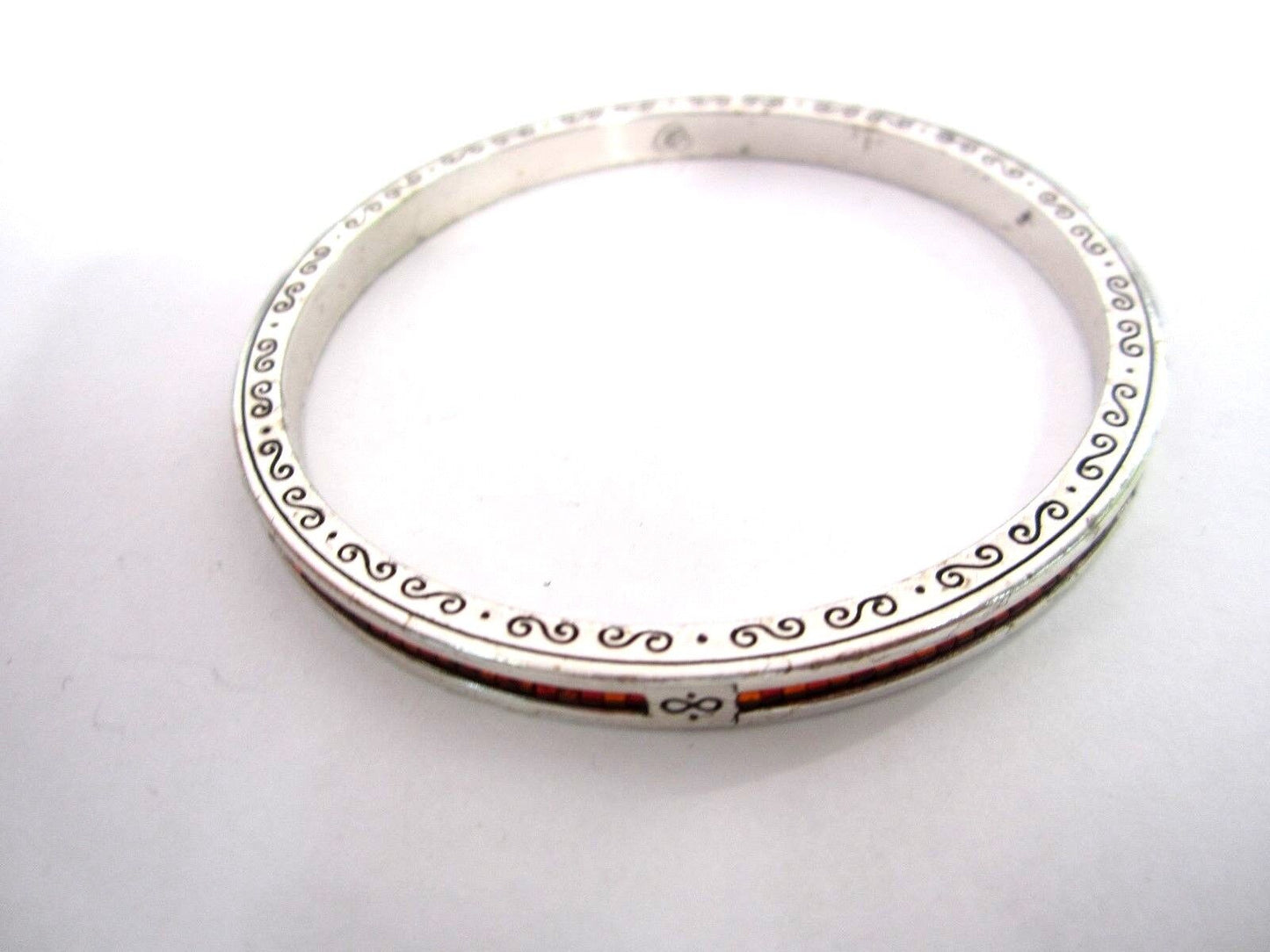 RETIRED BRIGHTON Citrine Decorative Silvertone Bangle Bracelet