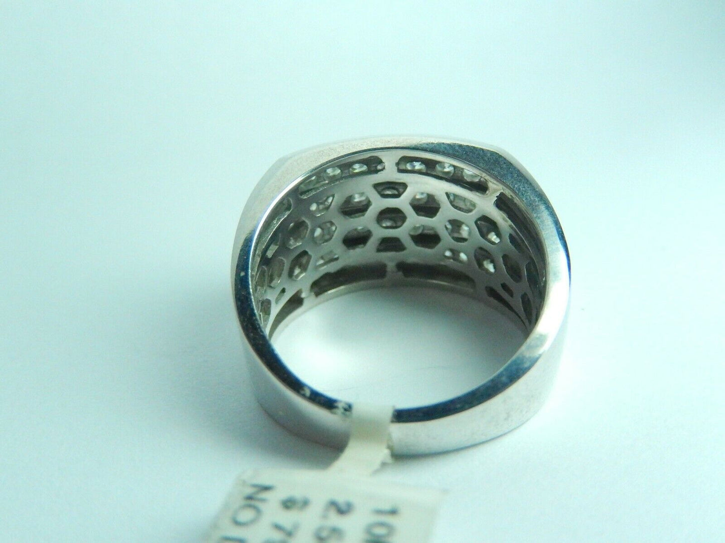 MENS Wide 15mm Solid10K White Gold 2.5CT NATURAL VS Diamond Ring Sz  10