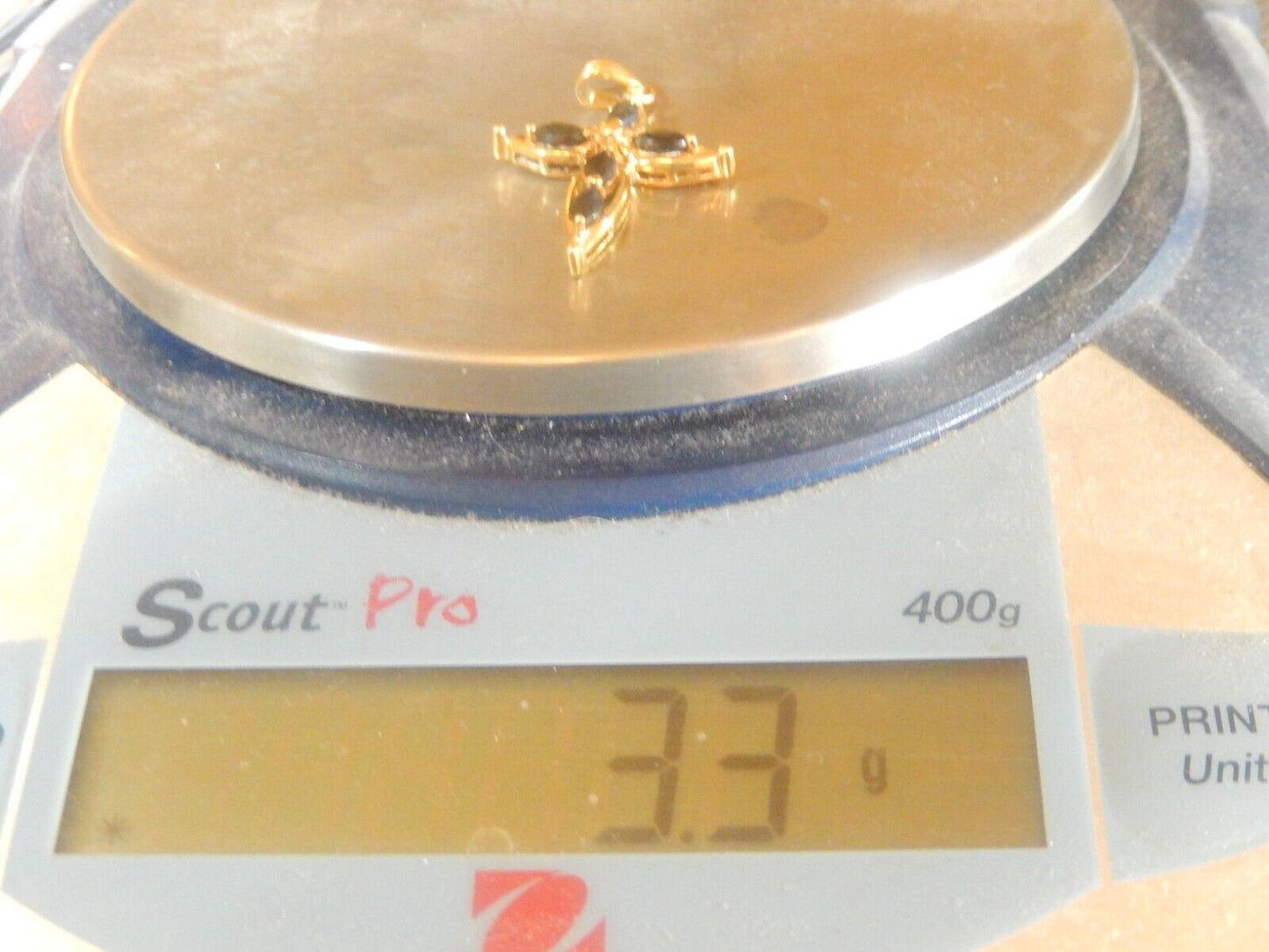 Vermail Gold over Sterling Silver 925 Natural 1.25CT Sapphire Cross Pendant