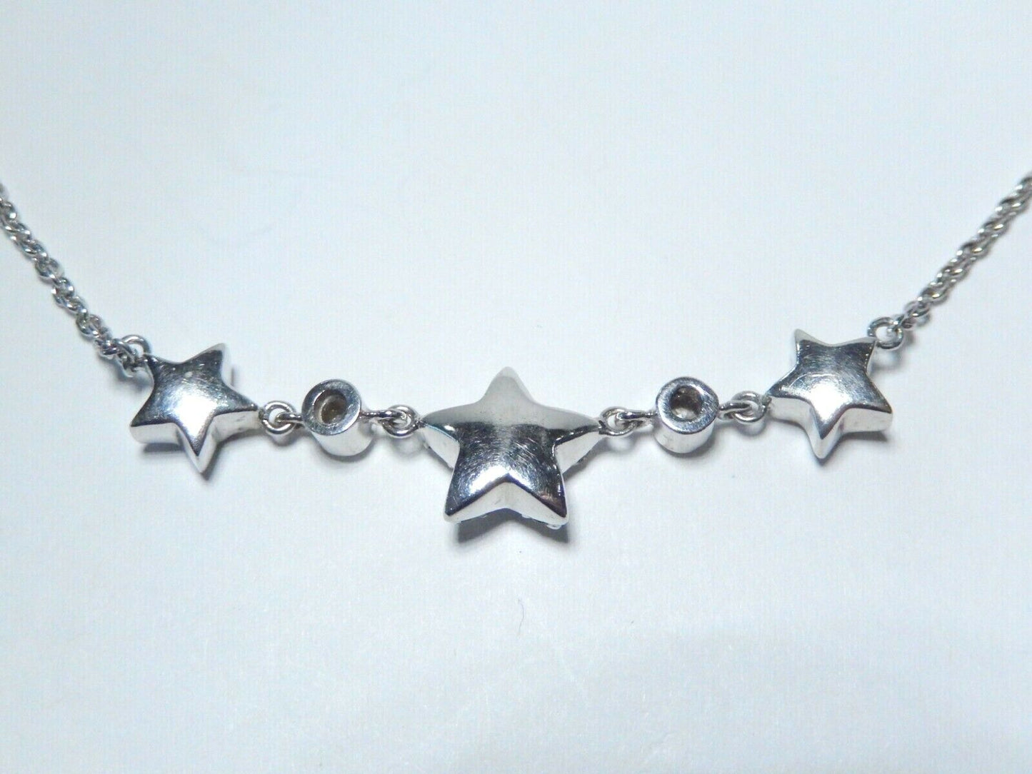 *VINTAGE*  14K White Gold 1.00 CT VS Natural Diamond Stars 17" Necklace  10.4 gm