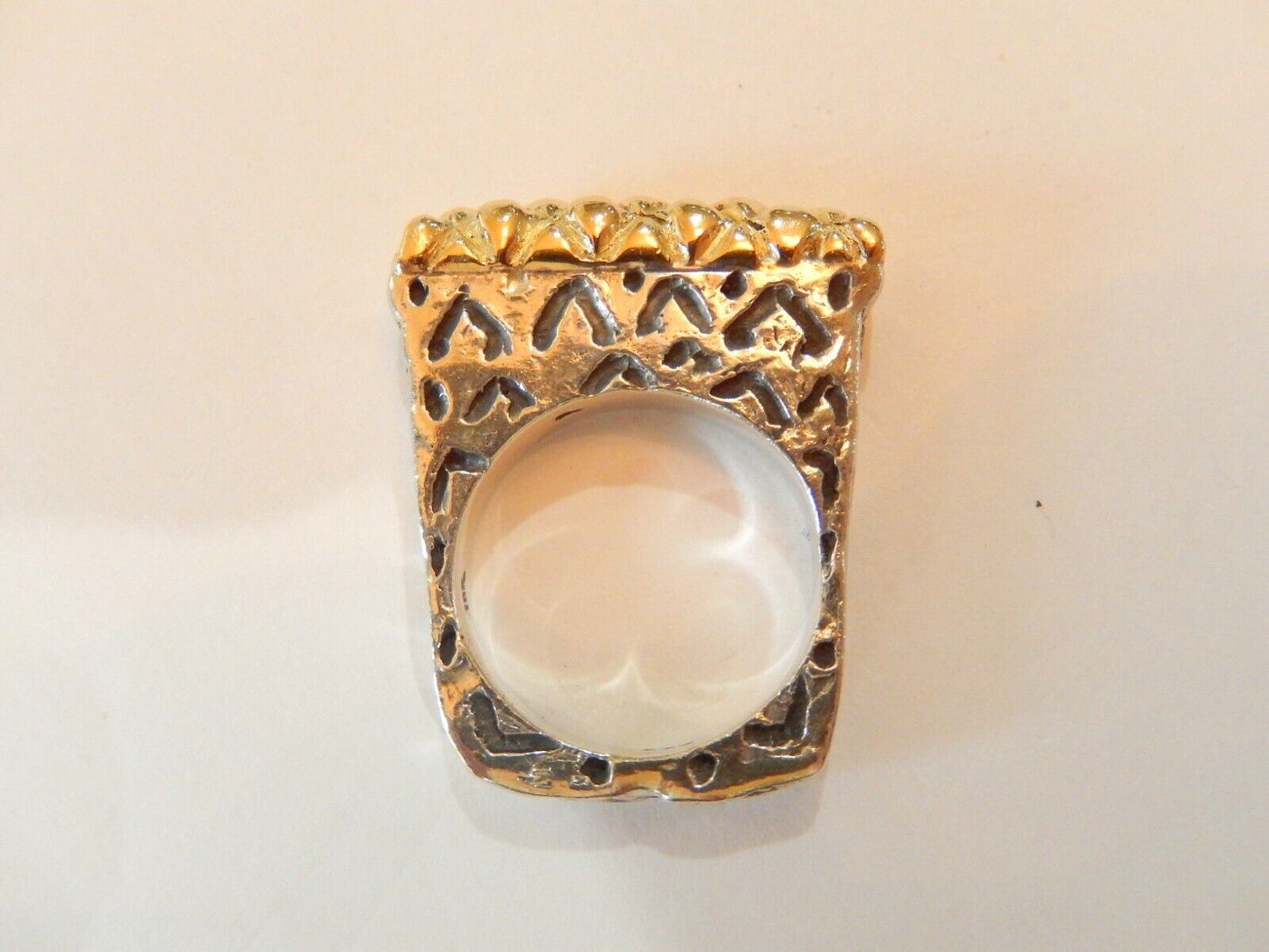 *VINTAGE* Heavy Sterling Silver 925 & 18K Yellow Gold Designer Inspired Ring 7.5