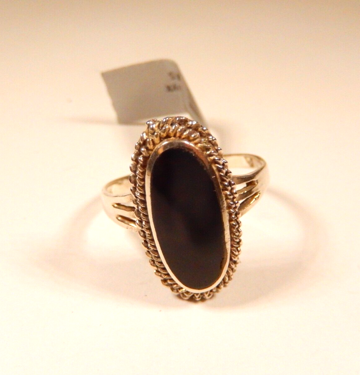 Vintage Black Onyx Rope Twist Cocktail Ring Size 10