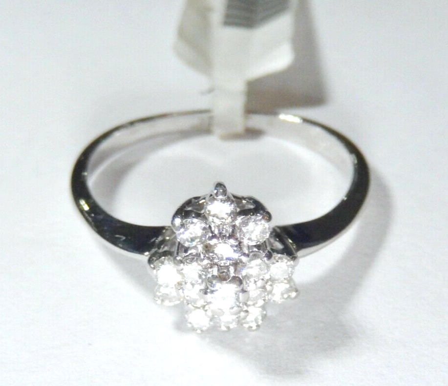 14k White Gold .50ct VS Round Natural Diamond Ring Sz 9.75
