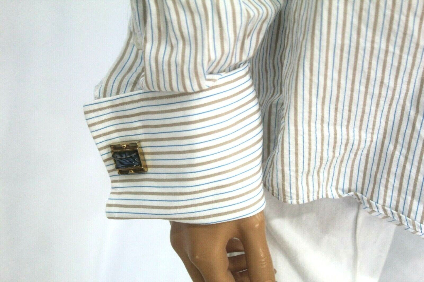 Michael Kors Men's 100% Cotton Dress Shirt French Cuff  Stripes Sz 16.5 x 34/35