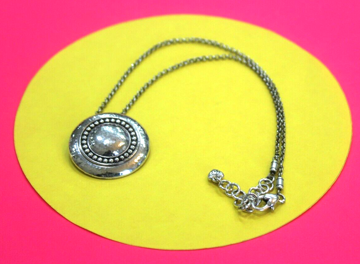 RETIRED Brighton Silver Plated Gorgeous Round Disc with16"-18" Necklace