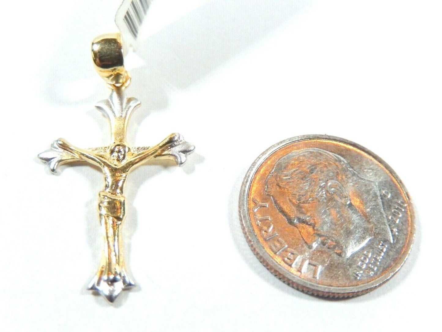 *NWT*  18K Yellow Gold Cross Crucifix  Pendant ~ 1 1/8" x 9/16"