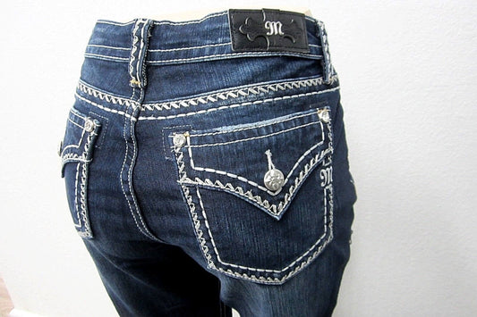 NWT Miss Me Thick-Stitch Mid-Rise Curvy Bootcut Jeans D5014VB291 Size W27 X L34