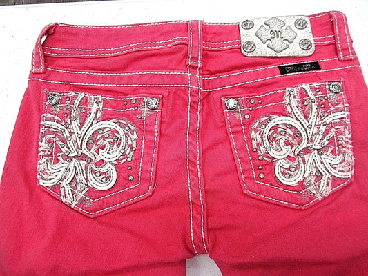 MINT Miss Me Girls Melon Capri Denim Jeans Fleur-De-Lis JK5769P4 Size 16 x L18"