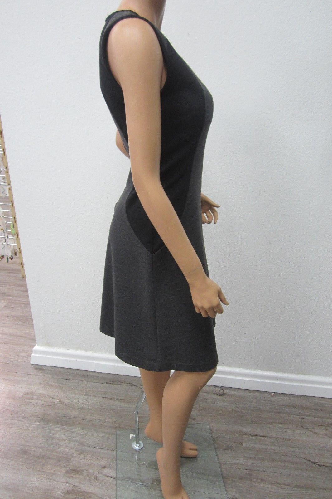 NWT Michael Kors Dress Black/Charcoal Sleeveless Dress Back Zip Size 2