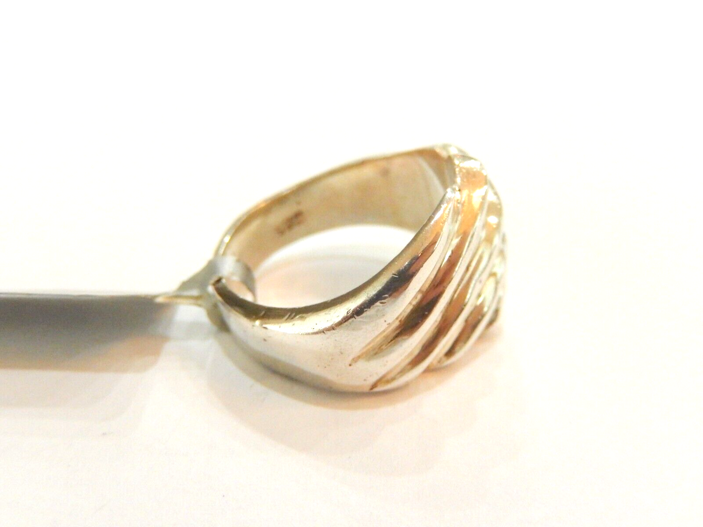 *VINTAGE*  HEAVY - TAXCO MEXICO STERLING SILVER Ribbed RING SIZE 8