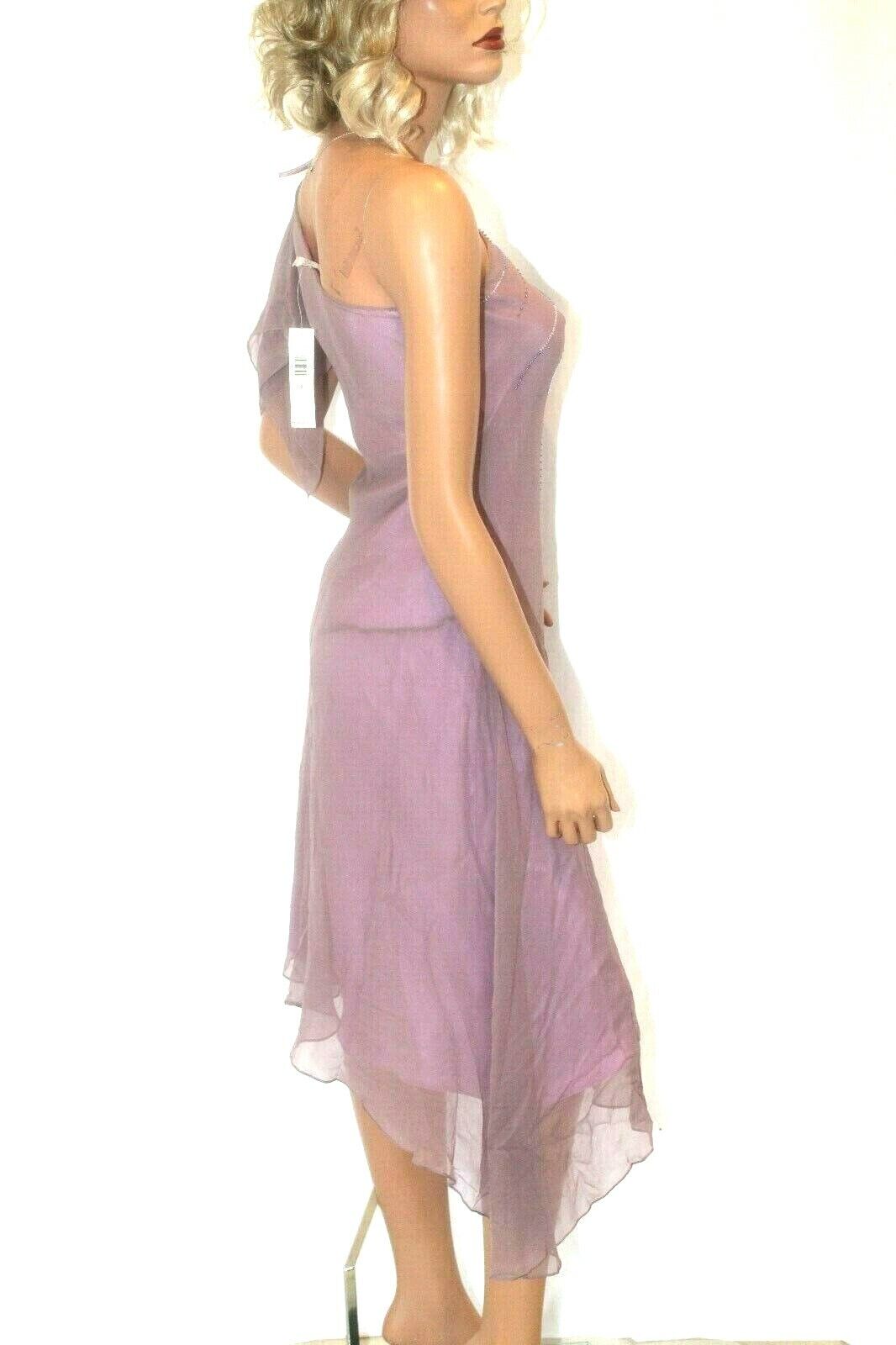 *NWT* $200. Laundry by Shelli Segal 100% Silk With Beaded Front Purple Gown Sz 2