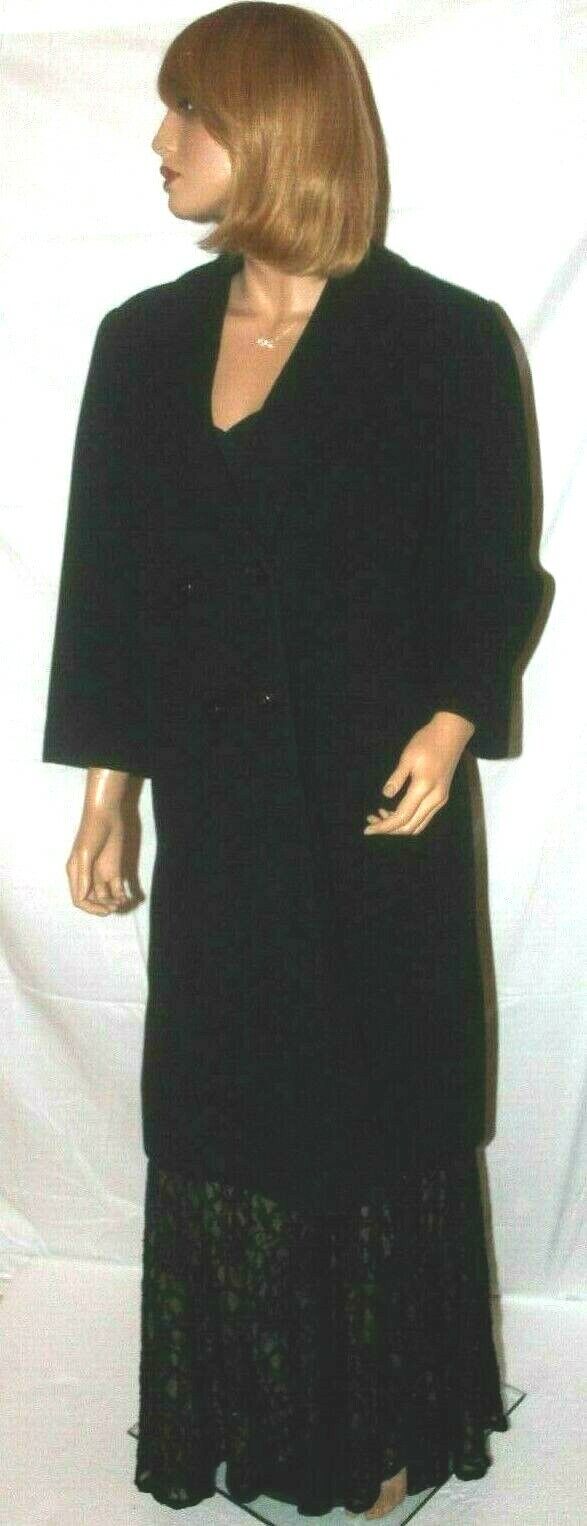 *VINTAGE Saxton Hall Overcoat Sz 12 Women's Black Wool / Cashmere & Nylon Lining