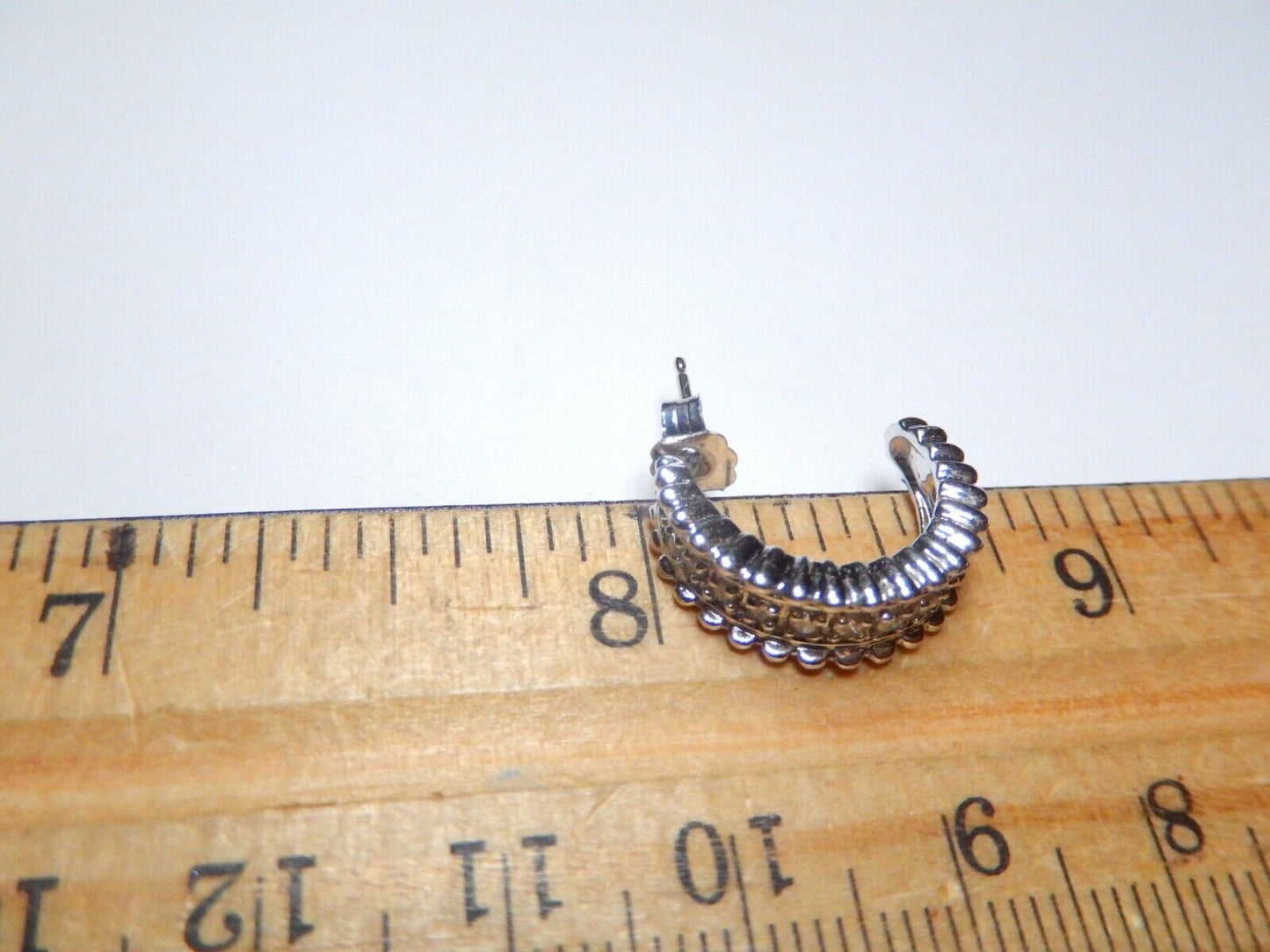 *NWT*  14K White Gold .50 CT Natural Diamond 3/4 Hoop Earrings 17mm
