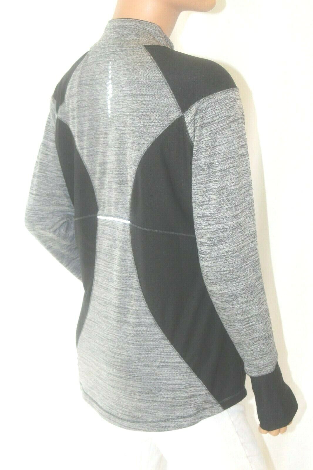 Avia Women's Gray & Black Thump Sleeve 1/4 Zip Lightweight Pullover Jacket Sz M