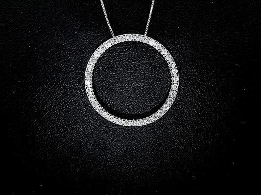 14K White Gold 2/3ct TDW Circle Of Life Natural Diamond Pendant With 10KWG Chain