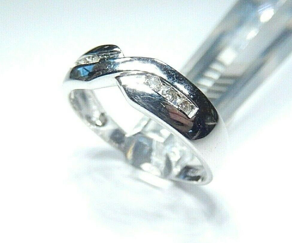 *VINTAGE* 14K White Gold Diamond Engagement & Wedding Criss Cross Ring Size 7.75